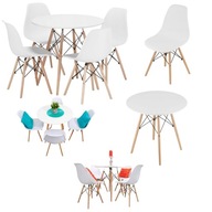 ZESTAW STOL I KRZESLA DO JADALNI DO KUCHNI KOMPLET 4 KRZESLA PLASTIKOWE