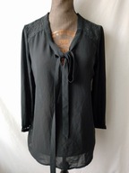 Bluzka czarna, transparentna z koronkowym tyłem - M