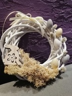 Wianek WIELKANOCNY biel szary BAZIE mech chrobotek