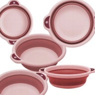 KOSZ NA PRANIE MISKA SKŁADANA SILIKONOWA DUŻA RÓŻOWA REGULOWANA MOCNA 3L