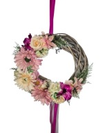 Wianek wiosenny na drzwi okno dekoracja wielkanocna wianek z kwiatów