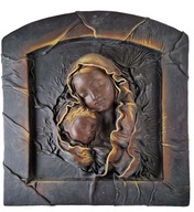 Matka Boża z Dzieciątkiem obraz płaskorzeźba skóra