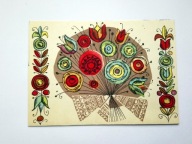 Stary telegram - Bukiet kwiatów - proj. Ewa Salamon