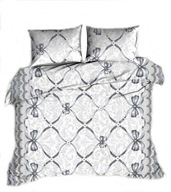 pościel bawełna lux 220x240 + 2x70x80 zamek B 248-1 kokardki szare