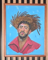 Obraz akrylowy portret Bad Bunny 40x50 rama drewniana PREZENT DZIEŃ KOBIET