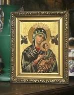 MB NIEUSTAJĄCEJ POMOCY STARY OBRAZ W DREWIANEJ RAMIE LITOGRAFIA NA TEKTURZE