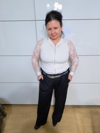 Zestaw spodnie w paski pas 54 cm + bluzka z koronką