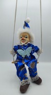 STARA figurka niebieski KLAUN na huśtawce 53cm