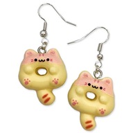 Kolczyki KOTKI Pączki DONUTY Beżowo Różowe Koty ŻYWICZNE Zabawne Słodkie