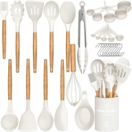 PRZYBORY KUCHENNE ZESTAW AKCESORIÓW KUCHENNYCH XXL 33 SZT BIAŁE SILIKONOWE
