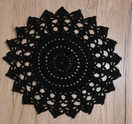 Serwetki, podkładki - 6 sztuk (22 cm) - szydełko - czarny