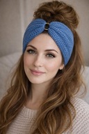 Ręcznie robiona opaska z ozdobnym złotym kółkiem, dwuwarstwowa, handmade