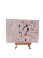 Zaproszenia Chrzest Święty Stopki W Serwetce C6 Róż - Biel