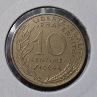 *FRANCJA [0113]*10 centymów CENTIMES 1964 Piąta Republika, Marianna Rośliny