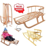 TRADYCYJNE DREWNIANE SANKI BUKOWE DLA DZIECI ŚLIZG Z OPARCIEM TRWAŁE PŁOZY