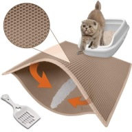 Duża mata pod kuwetę dla kota 75×55 cm – dwuwarstwowa beżowa podkładka