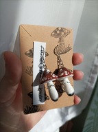 Kolczyki grzybki - muchomorki brązowe - ręcznie wykonane - stal