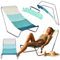 LEŻAK OGRODOWY KRZESŁO PLAŻOWE LEKKI FOTEL ROZKŁADANY TURYSTYCZNY NIEBIESKI