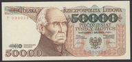 50 000 zł. 1989 r. ser. T UNC b. rzadka seria - PIĘKNY !!!