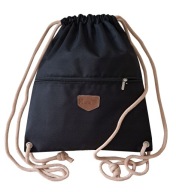 Worek plecak HABILE design bag czarny sznur beżowy