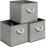 3x MATERIAŁOWE PUDEŁKA DO PRZECHOWYWANIA BEZ POKRYWKI 30x30x30CM SZARE