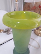 GLASS VINTAGE GREEN YELLOW VASE ,70 L.FERENC