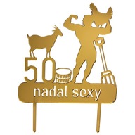 ZABAWNY ŚMIESZNY ZŁOTY TOPER TOPPER NA TORT WBIJANY DLA ROLNIKA 16-99LAT