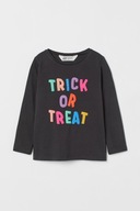 H&M Bawełniany top z nadrukiem 134/140 ciemnoszary