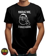 ŚMIESZNA KOSZULKA ŚWIĄTECZNA „MIKOŁAJ WIE…” – DOROSŁY HUMOR – ROZMIAR XXL