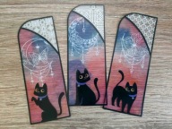 Zakładka Bookmark Witraż Orientalny Koty śliczne Kotki 3 szt róż