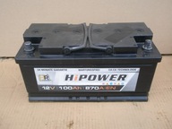 Akumulator HR Power 12V 100Ah 870A Bateria Hi-POWER Kwasowy Mercedes VW Aku