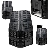 KOMPOSTOWNIK OGRODOWY DUŻY DOMOWY PLASTIKOWY 1000L JEDNOKOMOROWY CZARNY