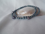 NASZYJNIK PERŁY NATURALNE ZIELONAWE LŚNIENIE