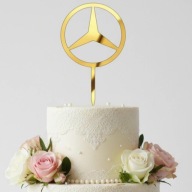 topper na tort dekoracja urodziny LOGO MERCEDES!!! złote lustro pleksa