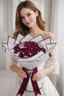 Bukiet dla dziewczyny19szt.Bukiet ze wstążki satynowej ręcznie wykonane55cm