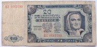 Banknot PRL 20 zł 1948 rok SERIA: HZ