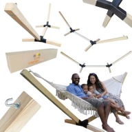 STELAŻ NA HAMAK DUŻY DREWNIANY PRZENOŚNY NA TARAS DWUOSOBOWY DO 250KG OGRÓD