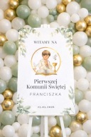 Plakat Powitalny Komunia Święta Personalizowany Imię Data Chłopiec Kielich