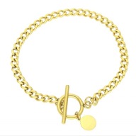 62626 Bransoletka złota stal chirurgiczna pancerka z blaszką