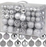 ZESTAW BOMBEK CHOINKOWYCH 100 SZTUK SREBRNE 6/4/3 cm
