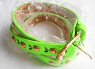 Pasek lakierowany złote ćwieki nowy 100x2,1