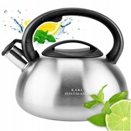 Stalowy Czajnik na gaz indukcje na kuchenkę tradycyjny Z GWIZDKIEM duży 3L