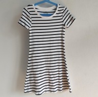Sukienka dzianinowa HM 134 140 paski marynistyczny look markowa (358)