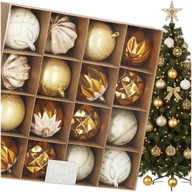 BOMBKI CHOINKOWE NA CHOINKĘ ZŁOTE BIAŁE OZDOBY DEKORACJE 8CM 16 SZT KOMPLET