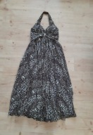 Długa sukienka luzna panterka odkryte plecy Lissa