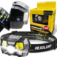 Latarka czołowa czołówka LED akumulatorowa wodoodporna USB latarka na czoło