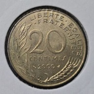 *FRANCJA [0112]*20 centymów CENTIMES 2000 Piąta Republika, Marianna Rośliny