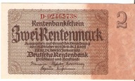 2 Rentenmark 1937 E02 III Rzesza Piękny !