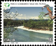 Włochy 2024 Znaczek 4687 ** park narodowy ptaki zimorodek