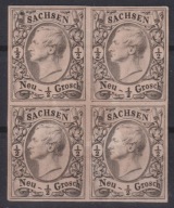 1855 Saksonia Mi 8 P próba na papierze kartonowym czworoblok